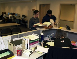 The Writing Center reception desk in Thaw Hall.