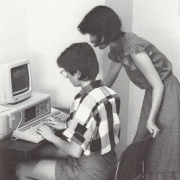 A tutor helps a writer (from Panther Prints 1986)